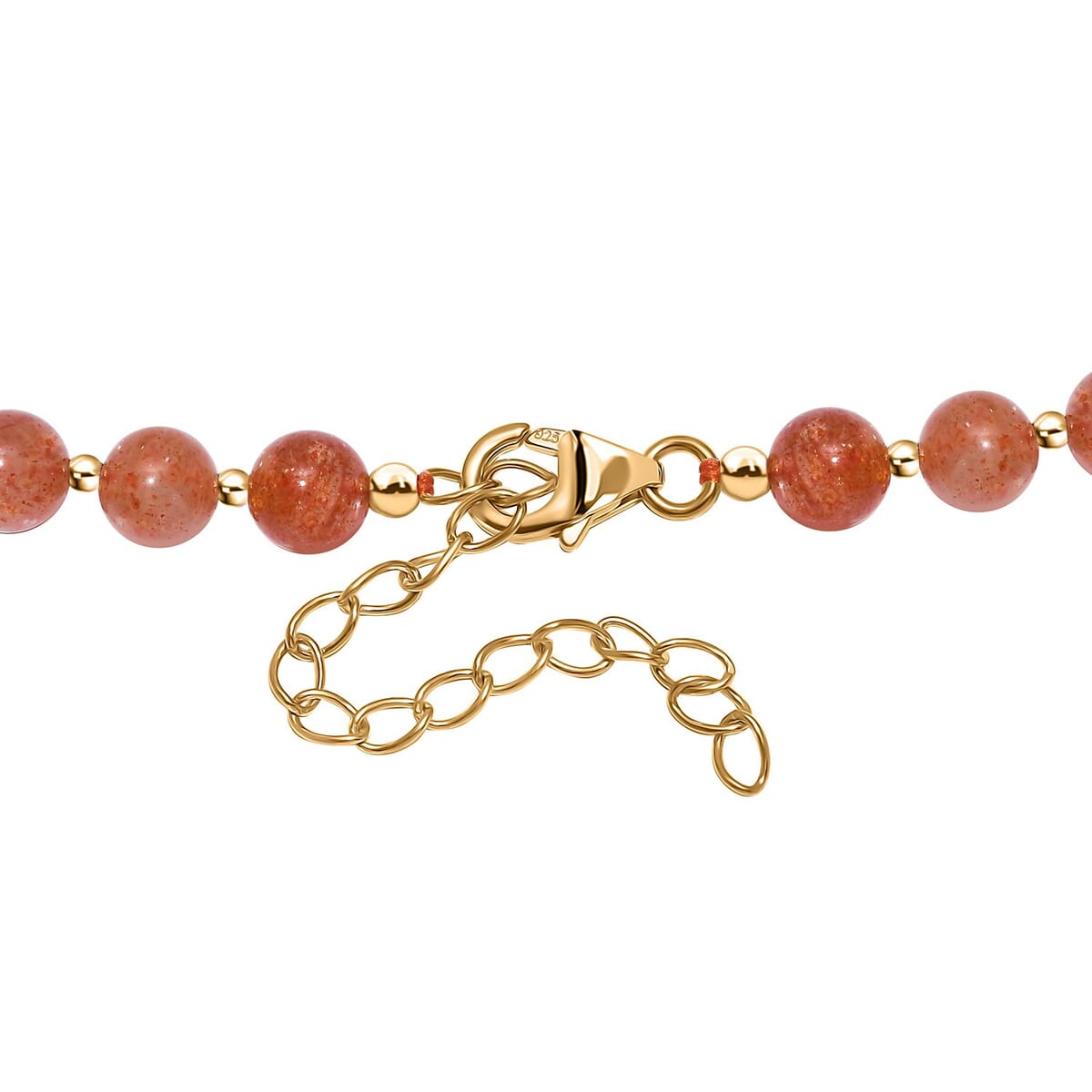D'Joy AAAA RARE FIND Golden Sunstone 200.00 ctw Goldon Glow Beaded Necklace in 18K Vermeil Yellow Gold Over Sterling Silver 18-20 Inches image number 4