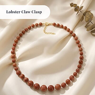 D'Joy AAAA RARE FIND Golden Sunstone 200.00 ctw Golden Glow Beaded Necklace in 18K Vermeil Yellow Gold Over Sterling Silver 18-20 Inches