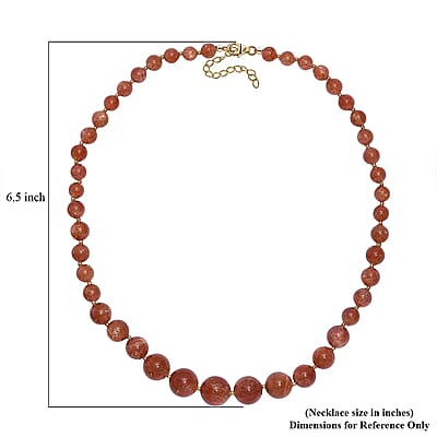D'Joy AAAA RARE FIND Golden Sunstone 200.00 ctw Golden Glow Beaded Necklace in 18K Vermeil Yellow Gold Over Sterling Silver 18-20 Inches