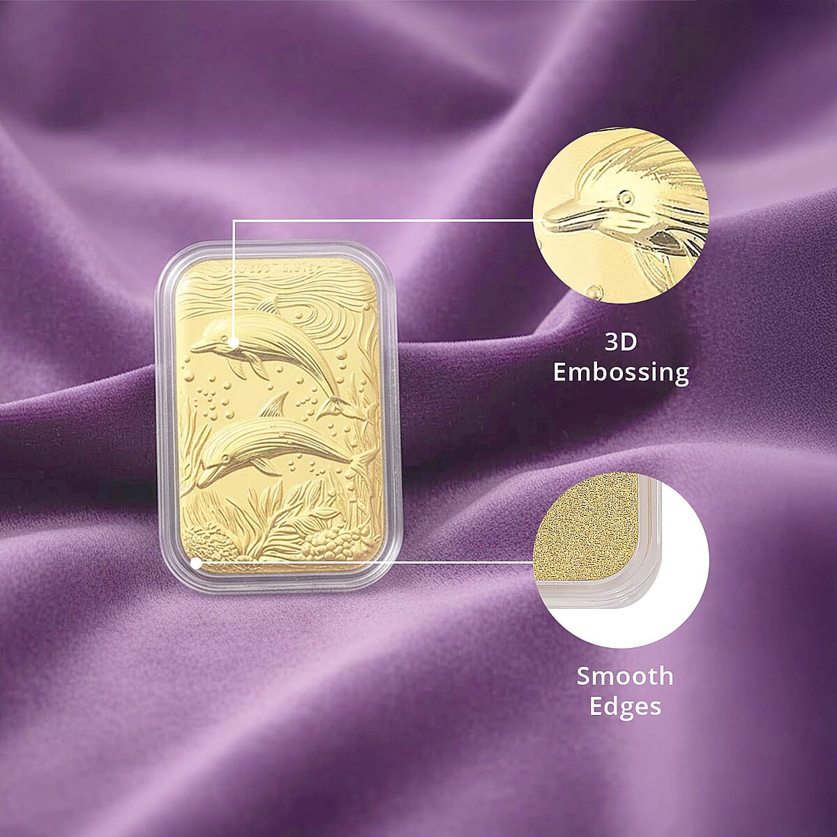 24K Yellow Gold Dolphin Emboss Sheet 10mg image number 3