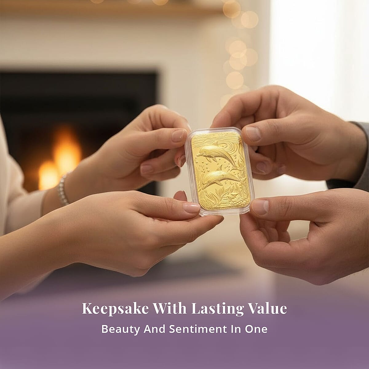 24K Yellow Gold Dolphin Emboss Sheet 10mg image number 4