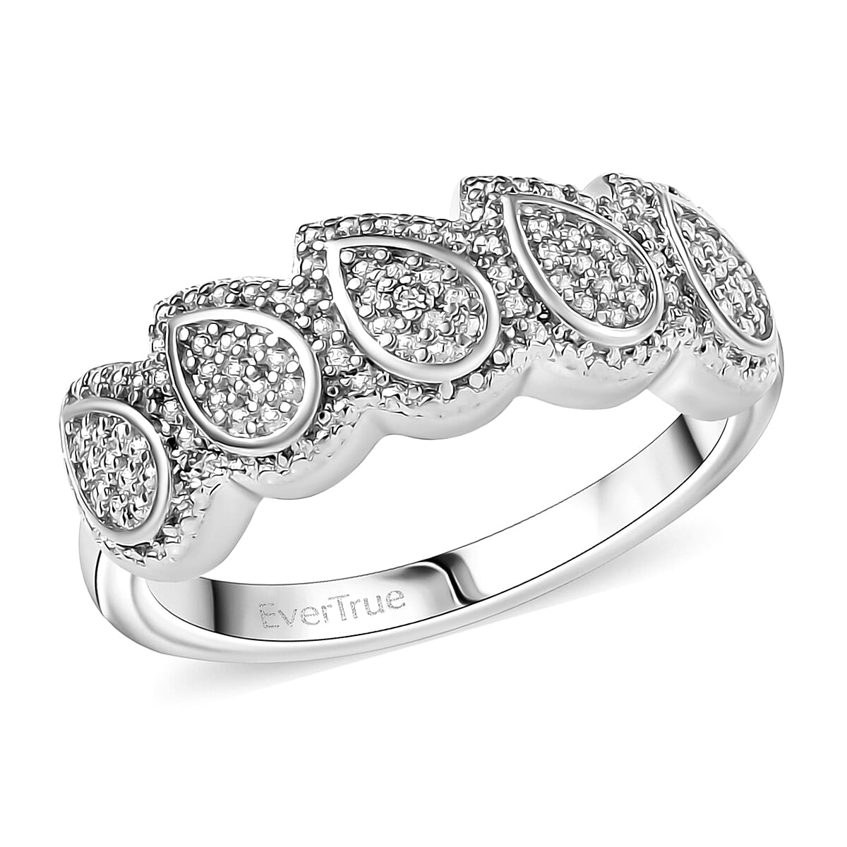 EverTrue White Diamond Accent Tears of Light Ring in Platinum Bond (Size 10.0) image number 0