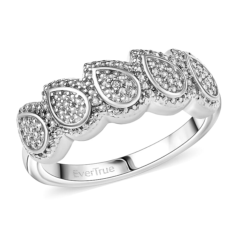 EverTrue White Diamond Accent Tears of Light Ring in Platinum Bond (Size 10.0)