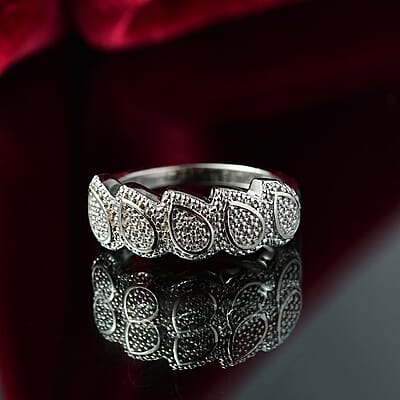 EverTrue White Diamond Accent Tears of Light Ring in Platinum Bond (Size 10.0)