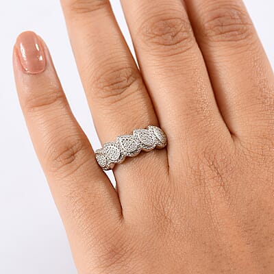 EverTrue White Diamond Accent Tears of Light Ring in Platinum Bond (Size 10.0)