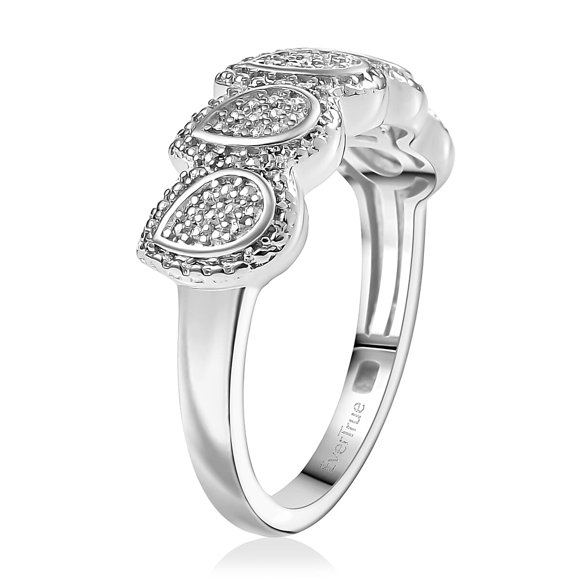 EverTrue White Diamond Accent Tears of Light Ring in Platinum Bond (Size 10.0)