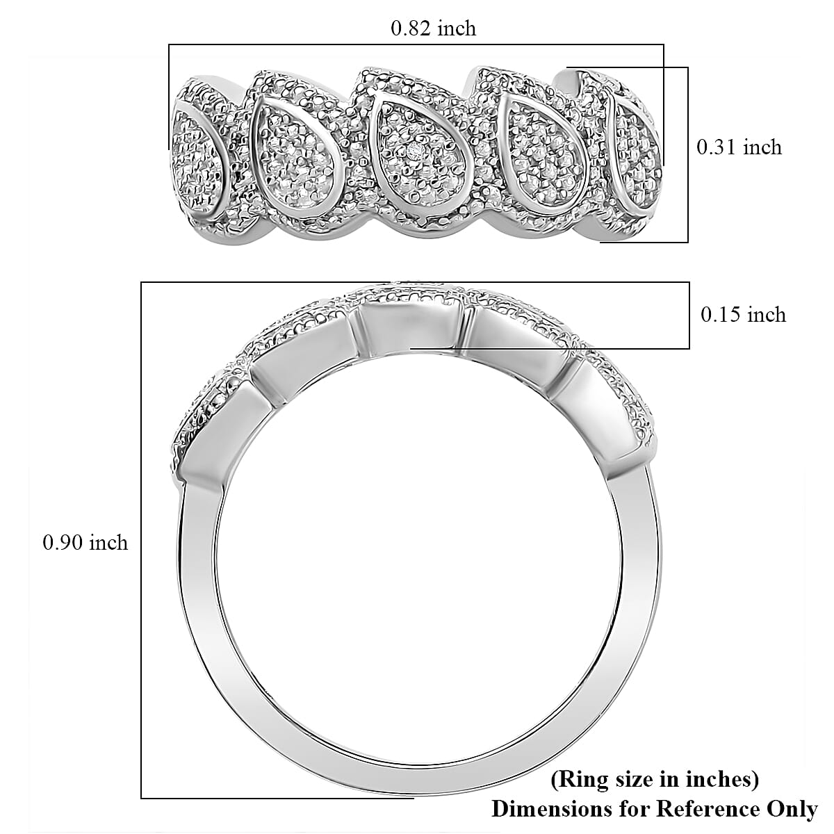 EverTrue White Diamond Accent Tears of Light Ring in Platinum Bond (Size 10.0) image number 5