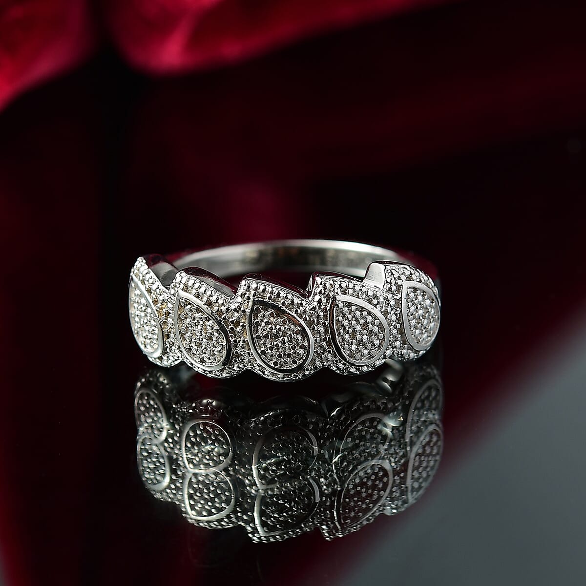 EverTrue White Diamond Accent Tears of Light Ring in Platinum Bond (Size 6.0) image number 1
