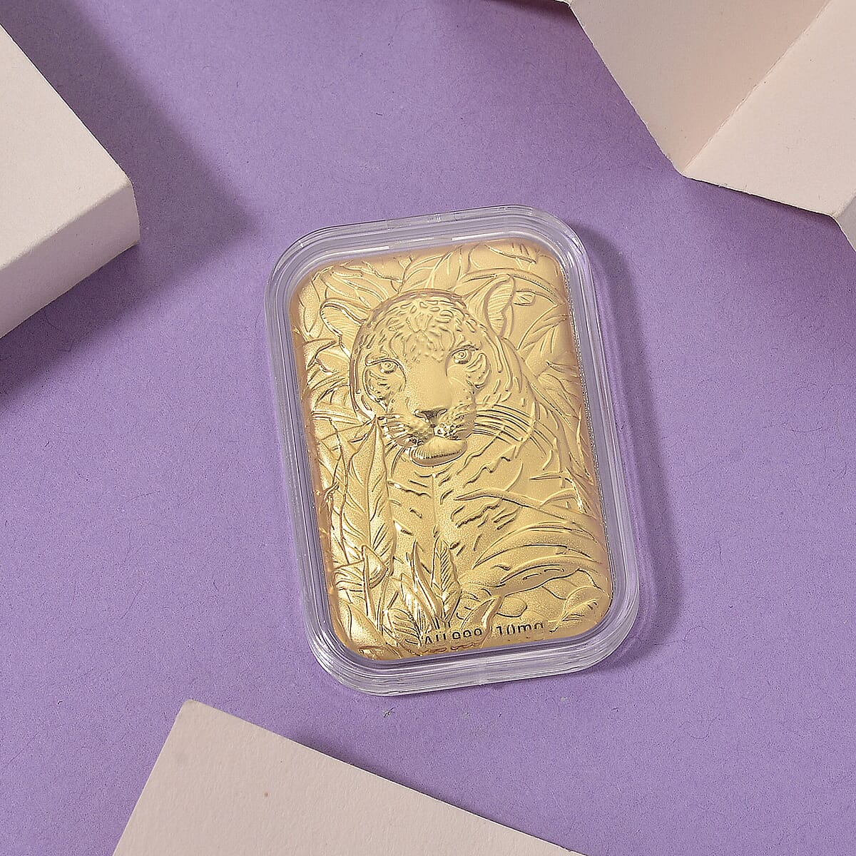 24K Yellow Golden Regal Tiger Emboss Sheet 10mg (Del. in 7-10 Days) image number 1