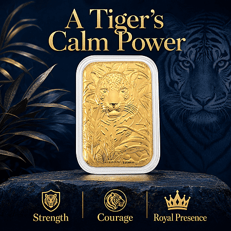 24K Gold Regal Tiger – Symbol of Strength & Courage Embossed Sheet 31x45.5mm 10mg - Product card gallery slide 3 (10178138341689)