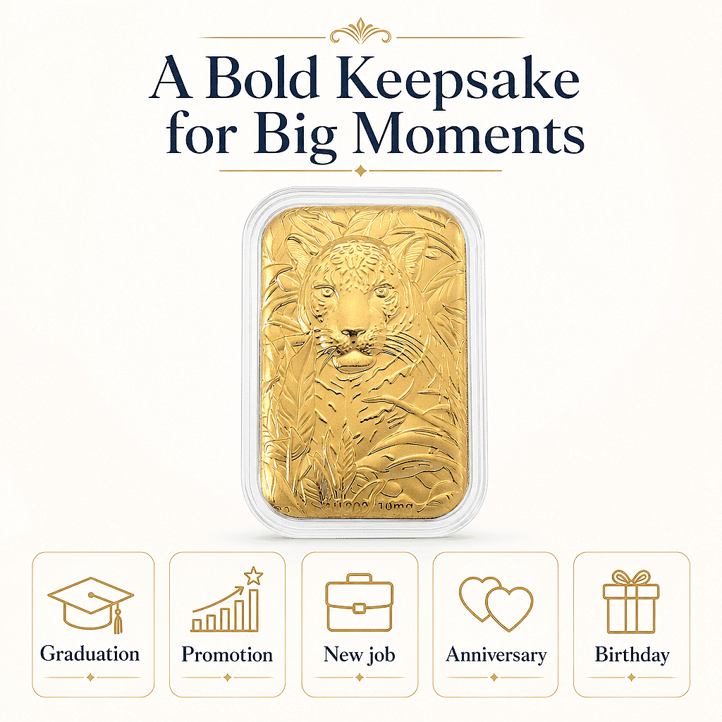 24K Gold Regal Tiger – Symbol of Strength & Courage Emboss Sheet 10mg