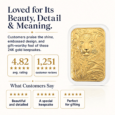 24K Gold Regal Tiger – Symbol of Strength & Courage Emboss Sheet 10mg