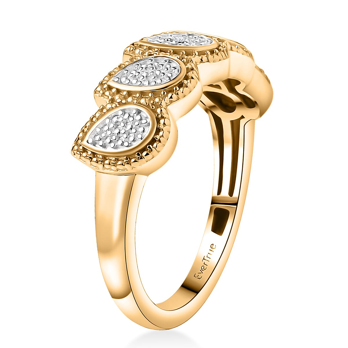 EverTrue White Diamond Accent Tear of Light Ring in 18K YG Plated and Platinum Bond (Size 6.0) image number 3