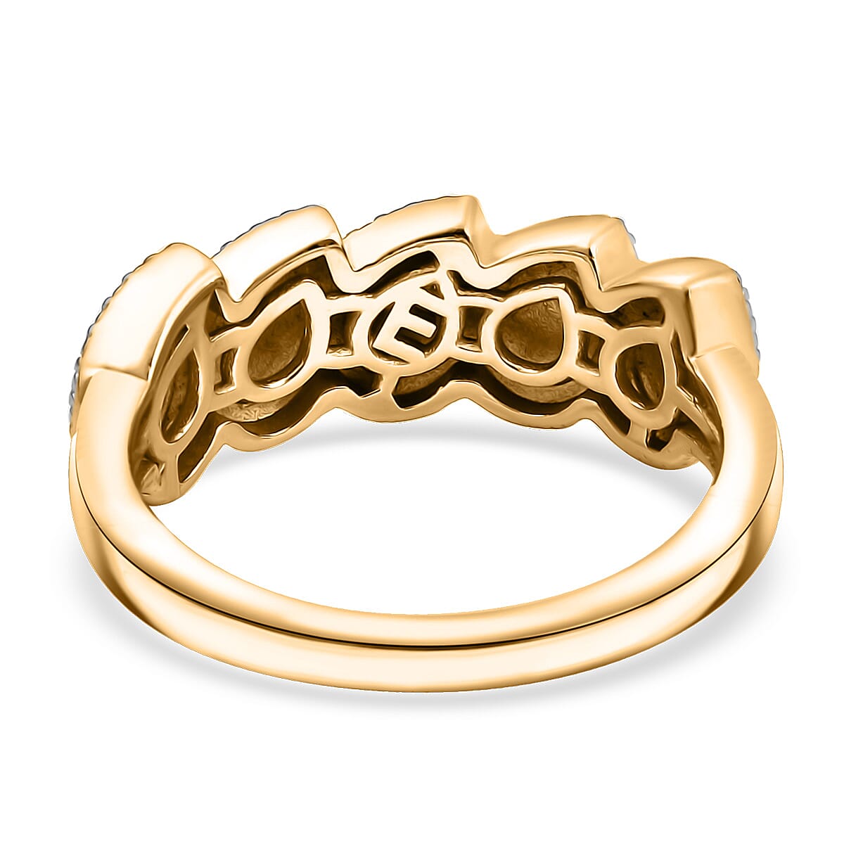 EverTrue White Diamond Accent Tear of Light Ring in 18K YG Plated and Platinum Bond (Size 6.0) image number 4