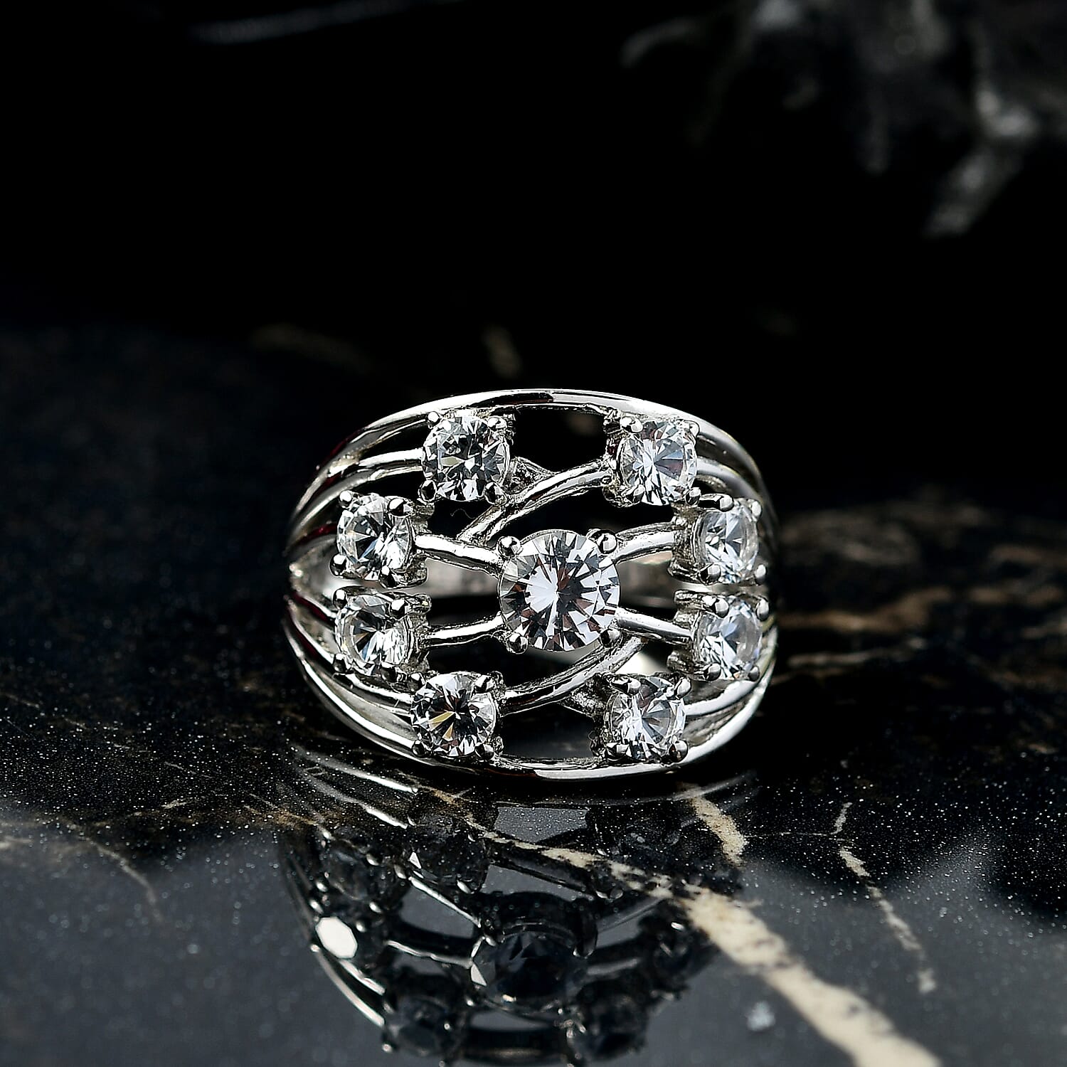 EverTrue Lab Created White Sapphire 2.30 ctw Ring in Platinum Bond (Size 10.0)