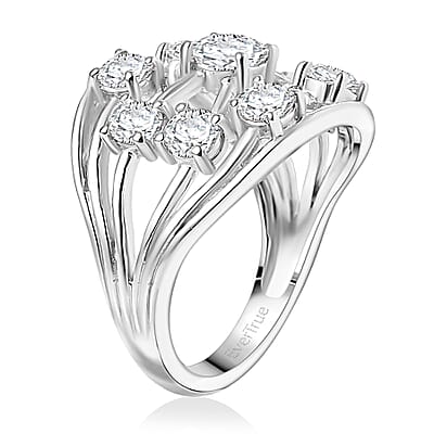 EverTrue Lab Created White Sapphire 2.30 ctw Ring in Platinum Bond (Size 10.0)