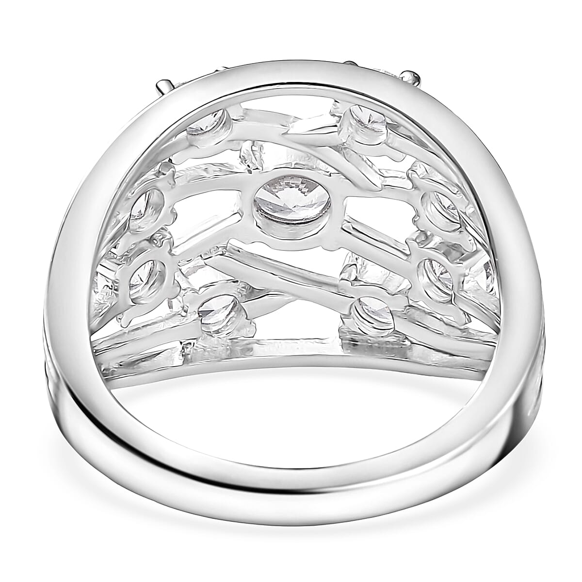 EverTrue Lab Created White Sapphire 2.30 ctw Ring in Platinum Bond (Size 10.0) image number 4