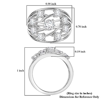 EverTrue Lab Created White Sapphire 2.30 ctw Ring in Platinum Bond (Size 10.0)