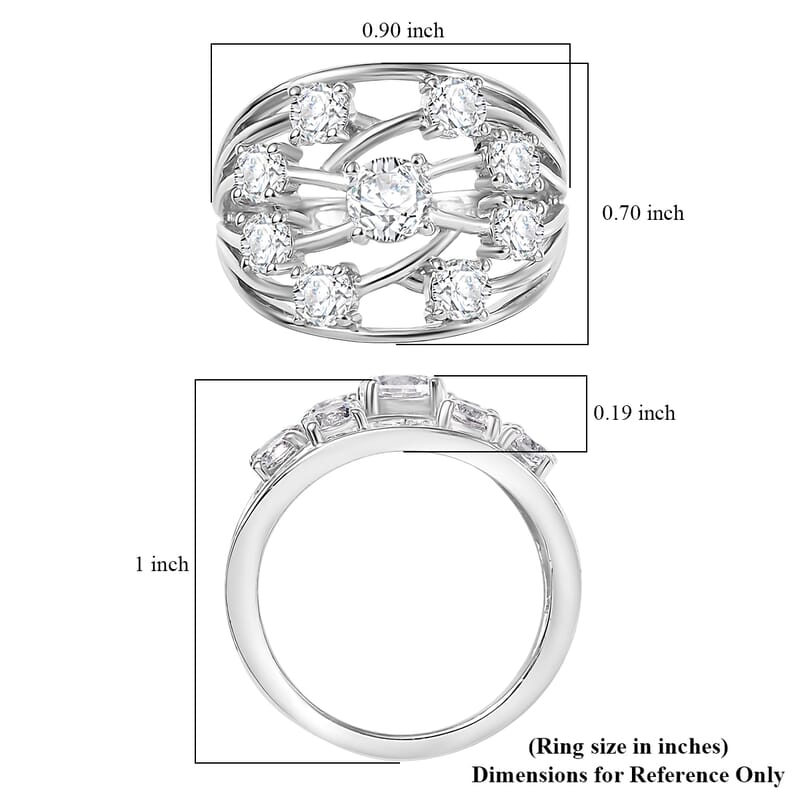 EverTrue Lab Created White Sapphire 2.30 ctw Ring in Platinum Bond (Size 10.0)