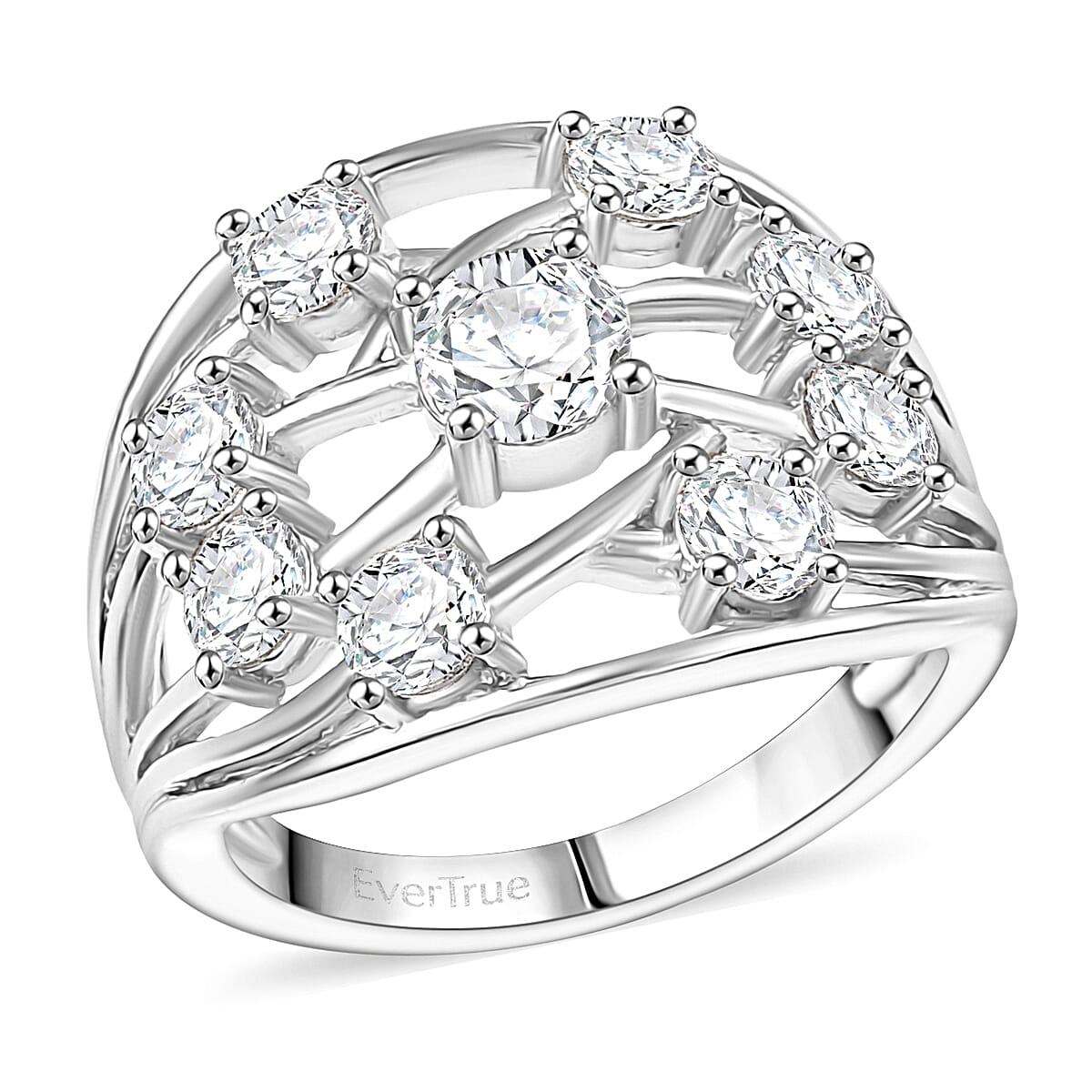 EverTrue Lab Created White Sapphire 2.30 ctw Ring in Platinum Bond (Size 6.0) image number 0