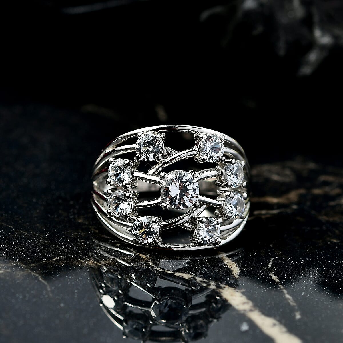 EverTrue Lab Created White Sapphire 2.30 ctw Ring in Platinum Bond (Size 6.0) image number 1