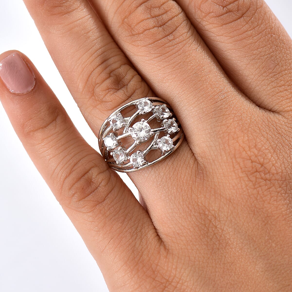 EverTrue Lab Created White Sapphire 2.30 ctw Ring in Platinum Bond (Size 6.0) image number 2