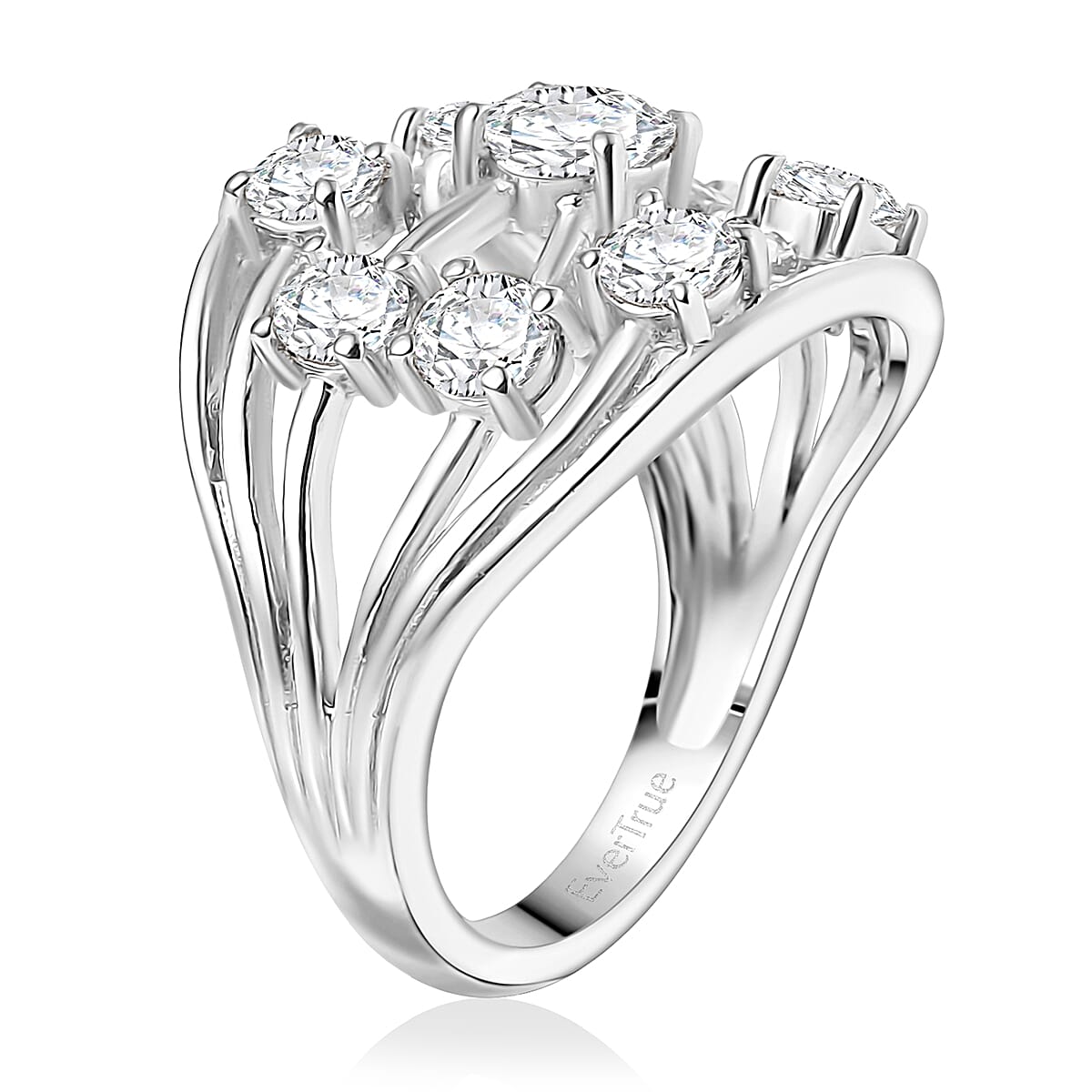 EverTrue Lab Created White Sapphire 2.30 ctw Ring in Platinum Bond (Size 6.0) image number 3