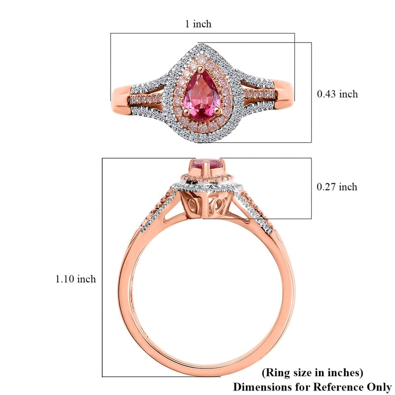 AAA Mahenge Spinel, Lab Grown Pink and White Diamond Ring in 10K Rose Gold 0.85 ctw (Size 12.0)