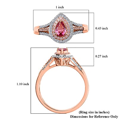 AAA Mahenge Spinel, Lab Grown Pink and White Diamond Ring in 10K Rose Gold 0.85 ctw (Size 5.0)