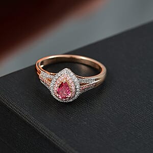 AAA Mahenge Spinel, Luxuriant Lab Grown Pink and White Diamond VS 0.85 ctw Majestic Blush Ring in 10K Rose Gold (Size 6.0)