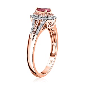 AAA Mahenge Spinel, Luxuriant Lab Grown Pink and White Diamond VS 0.85 ctw Majestic Blush Ring in 10K Rose Gold (Size 6.0)