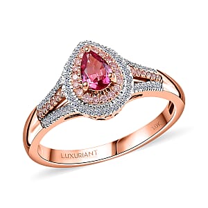 AAA Mahenge Spinel, Luxuriant Lab Grown Pink and White Diamond VS 0.85 ctw Majestic Blush Ring in 10K Rose Gold (Size 7.0)