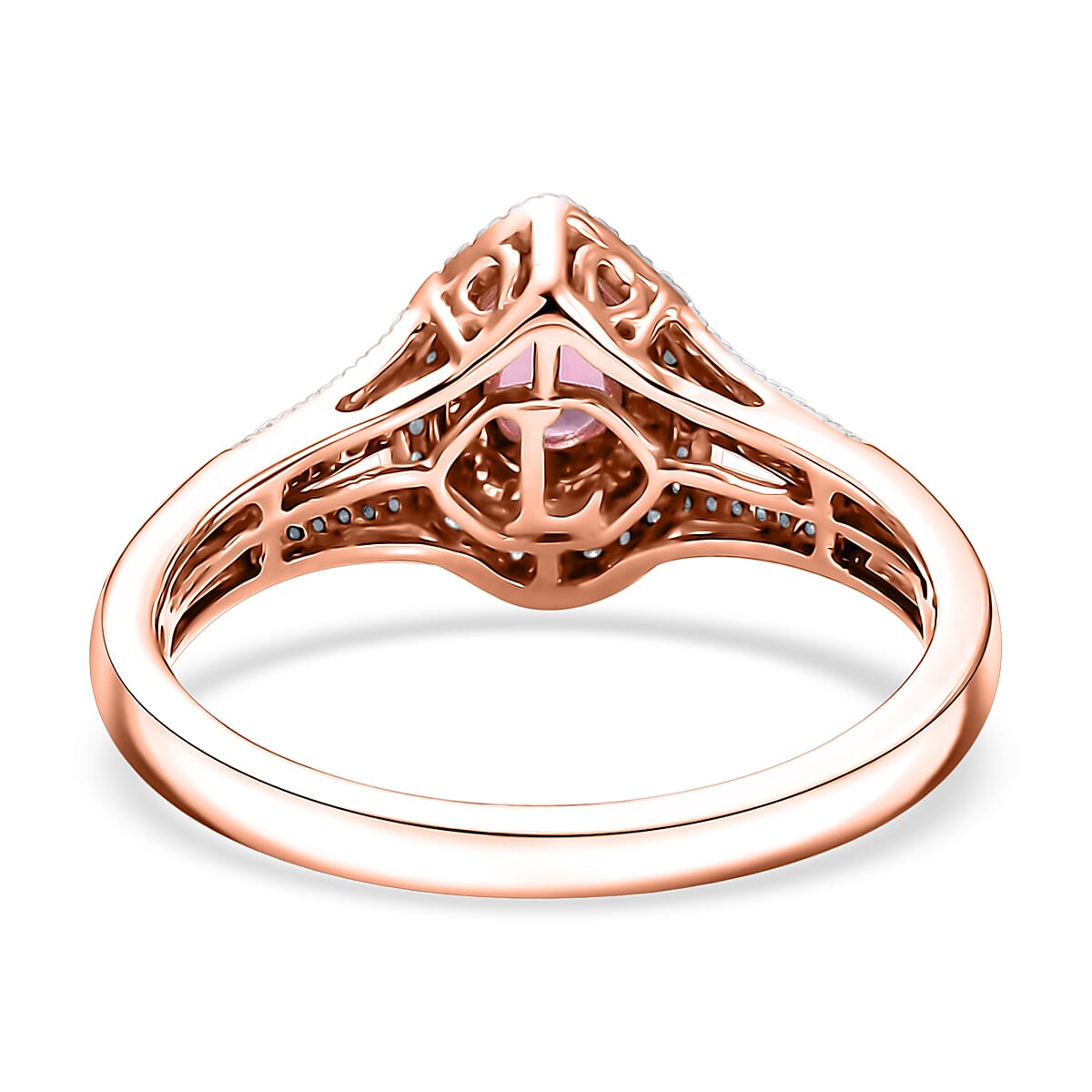 AAA Mahenge Spinel, Luxuriant Lab Grown Pink and White Diamond VS 0.85 ctw Majestic Blush Ring in 10K Rose Gold (Size 7.0) image number 4