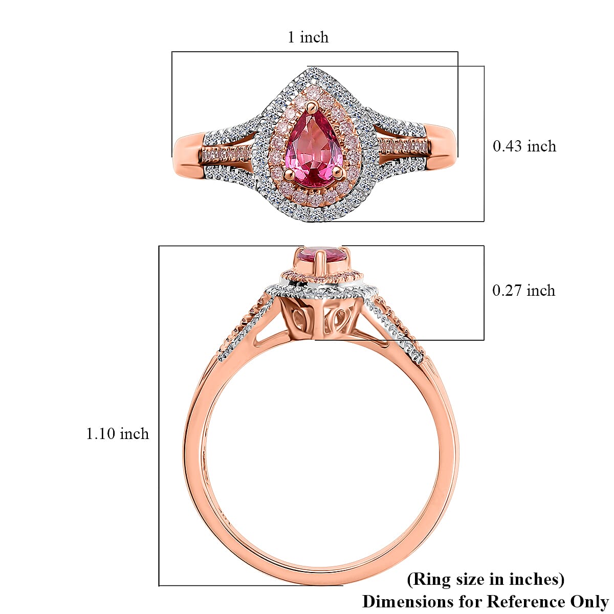 AAA Mahenge Spinel, Luxuriant Lab Grown Pink and White Diamond VS 0.85 ctw Majestic Blush Ring in 10K Rose Gold (Size 8.0) image number 5