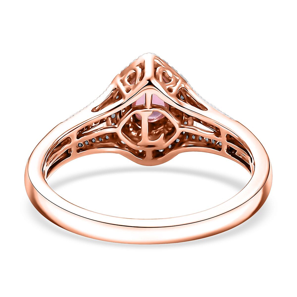 AAA Mahenge Spinel, Luxuriant Lab Grown Pink and White Diamond VS 0.85 ctw Majestic Blush Ring in 10K Rose Gold (Size 9.0) image number 4