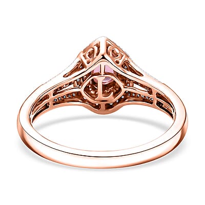 AAA Mahenge Spinel, Lab Grown Pink and White Diamond Ring in 10K Rose Gold 0.85 ctw (Size 9.0)