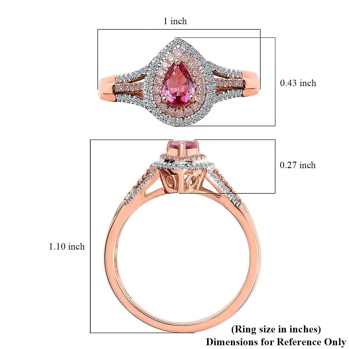 AAA Mahenge Spinel, Luxuriant Lab Grown Pink and White Diamond VS 0.85 ctw Majestic Blush Ring in 10K Rose Gold (Size 9.0) image number 5