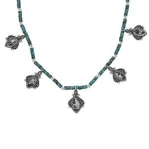 D’Joy Artisan Crafted White Buffalo and Multi Gemstone 62.30 ctw Necklace 18 Inches in Sterling Silver