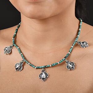 D'Joy Artisan Crafted White Buffalo and Multi Gemstone 62.30 ctw Necklace 18-20 Inches in Sterling Silver