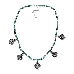 D'Joy Artisan Crafted White Buffalo and Multi Gemstone 62.30 ctw Necklace 18-20 Inches in Sterling Silver