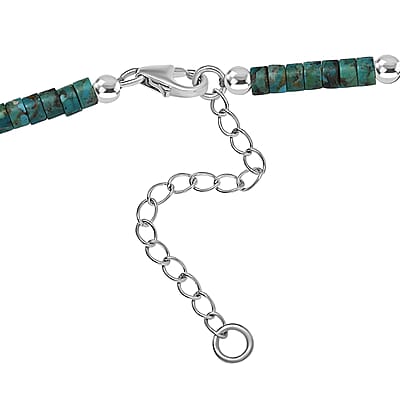 D'Joy Artisan Crafted White Buffalo and Multi Gemstone 62.30 ctw Necklace 18-20 Inches in Sterling Silver