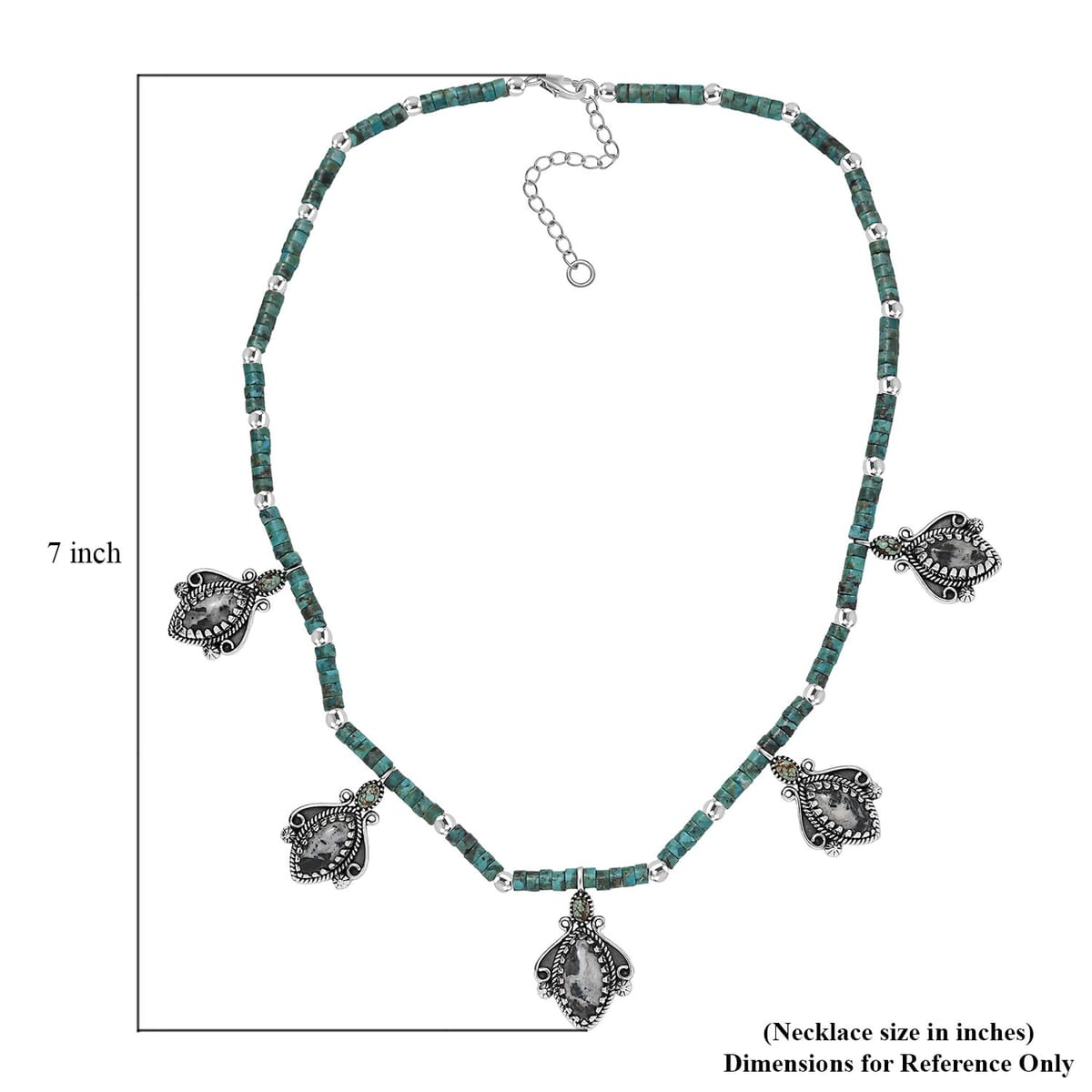 D’Joy Artisan Crafted White Buffalo and Multi Gemstone 62.30 ctw Necklace 18 Inches in Sterling Silver image number 5