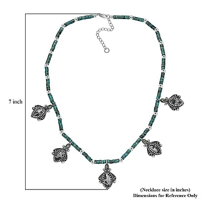 D'Joy Artisan Crafted White Buffalo and Multi Gemstone 62.30 ctw Necklace 18-20 Inches in Sterling Silver