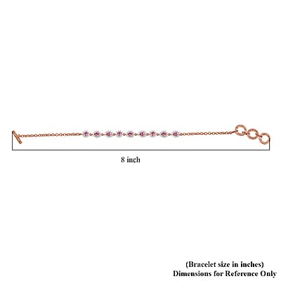 D'Joy Premium Mahenge Spinel and Moissanite 2.35 ctw Regal Rhythm Bracelet in 18K Vermeil Rose Gold Over Sterling Silver (6.50-8.0In)