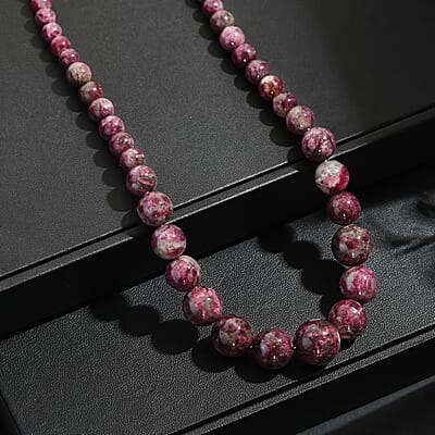 Premium Pink Tourmaline 240.00 ctw Beaded Necklace in Platinum Over Sterling Silver 18 Inches