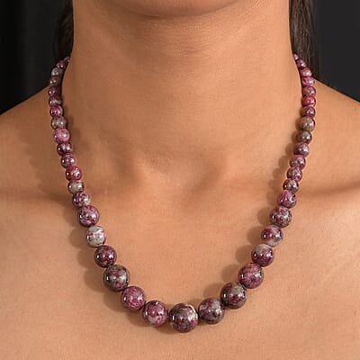 Premium Pink Tourmaline 240.00 ctw Beaded Necklace in Platinum Over Sterling Silver 18 Inches