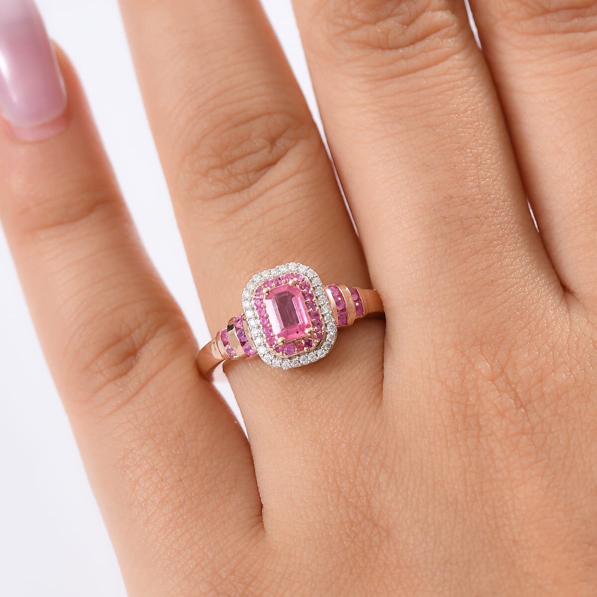D’Joy Premium Mahenge Spinel and Multi Gemstone 1.00 ctw Ring in 18K Vermeil Rose Gold Over Sterling Silver (Size 6.0) image number 2