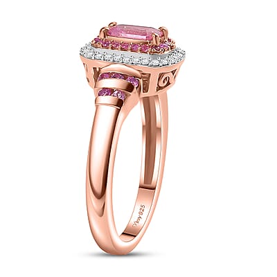 D'Joy Premium Mahenge Spinel and Multi Gemstone 1.00 ctw Regal Rhythm Ring in 18K Vermeil Rose Gold Over Sterling Silver (Size 6.0)