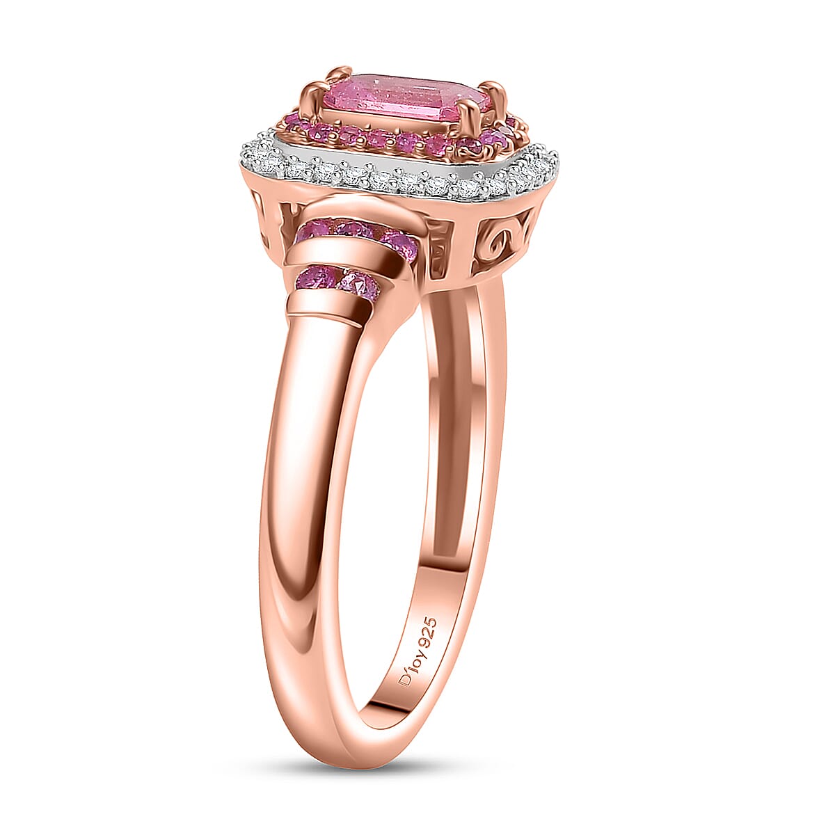 D'Joy Premium Mahenge Spinel and Multi Gemstone 1.00 ctw Regal Rhythm Ring in 18K Vermeil Rose Gold Over Sterling Silver (Size 8.0) image number 3