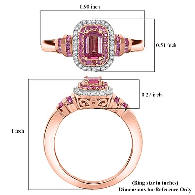 D'Joy Premium Mahenge Spinel and Multi Gemstone 1.00 ctw Regal Rhythm Ring in 18K Vermeil Rose Gold Over Sterling Silver (Size 8.0)